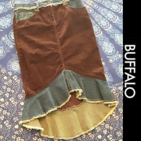 size 25 Buffalo denim corduroy asymmetrical skirt - Picture 12 of 12